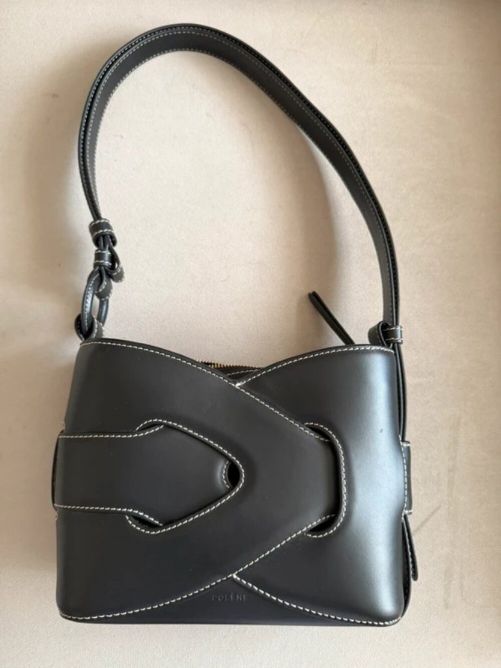 Polène Black Nodde Hobo Twist Bag